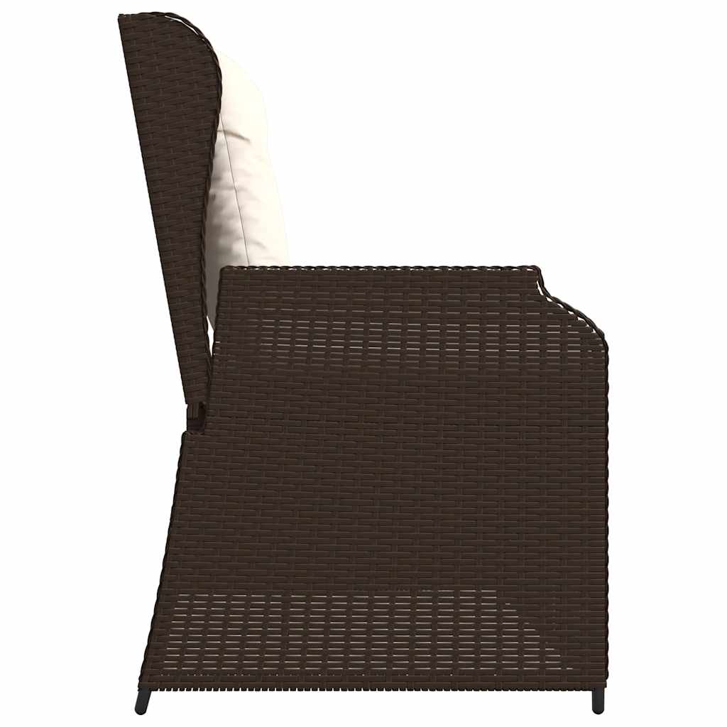 Tuinbankje verstelbaar met kussens poly rattan bruin is nu te koop bij PeponiXL, paradijselijk wonen!