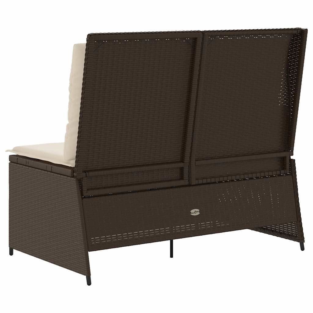 Tuinbankje verstelbaar met kussens poly rattan bruin is nu te koop bij PeponiXL, paradijselijk wonen!