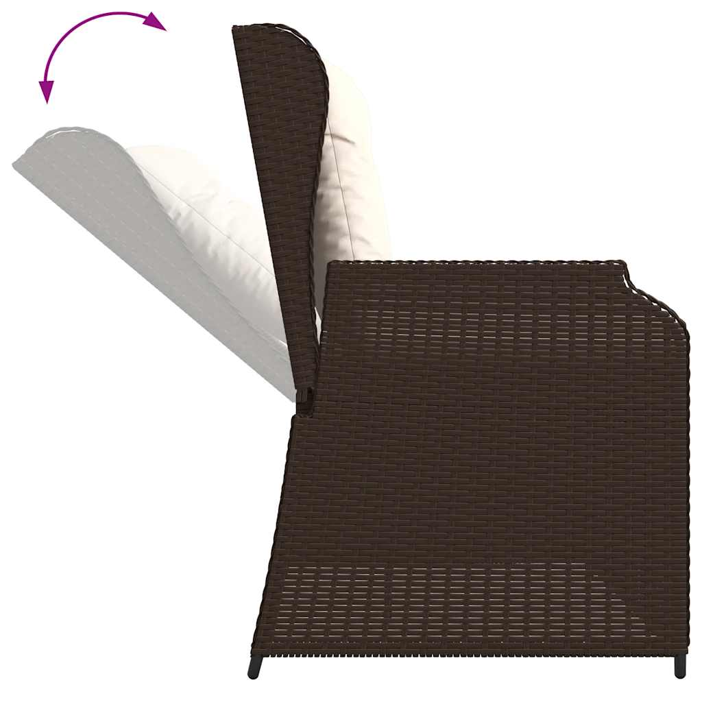 Tuinbankje verstelbaar met kussens poly rattan bruin is nu te koop bij PeponiXL, paradijselijk wonen!