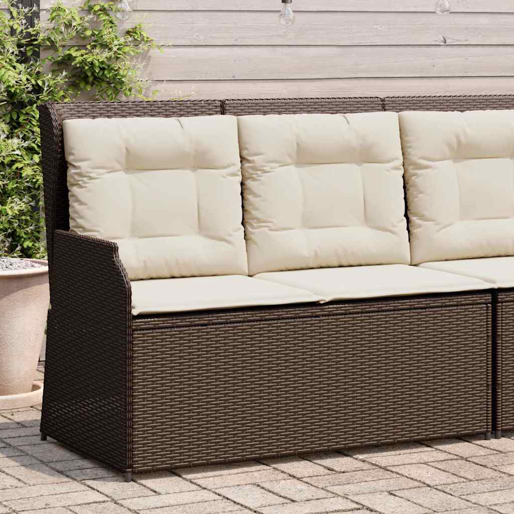Tuinbankje verstelbaar met kussens poly rattan bruin is nu te koop bij PeponiXL, paradijselijk wonen!