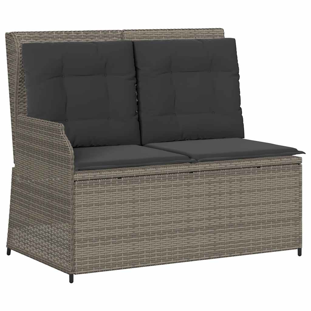 Tuinbankje verstelbaar met kussens poly rattan grijs is nu te koop bij PeponiXL, paradijselijk wonen!