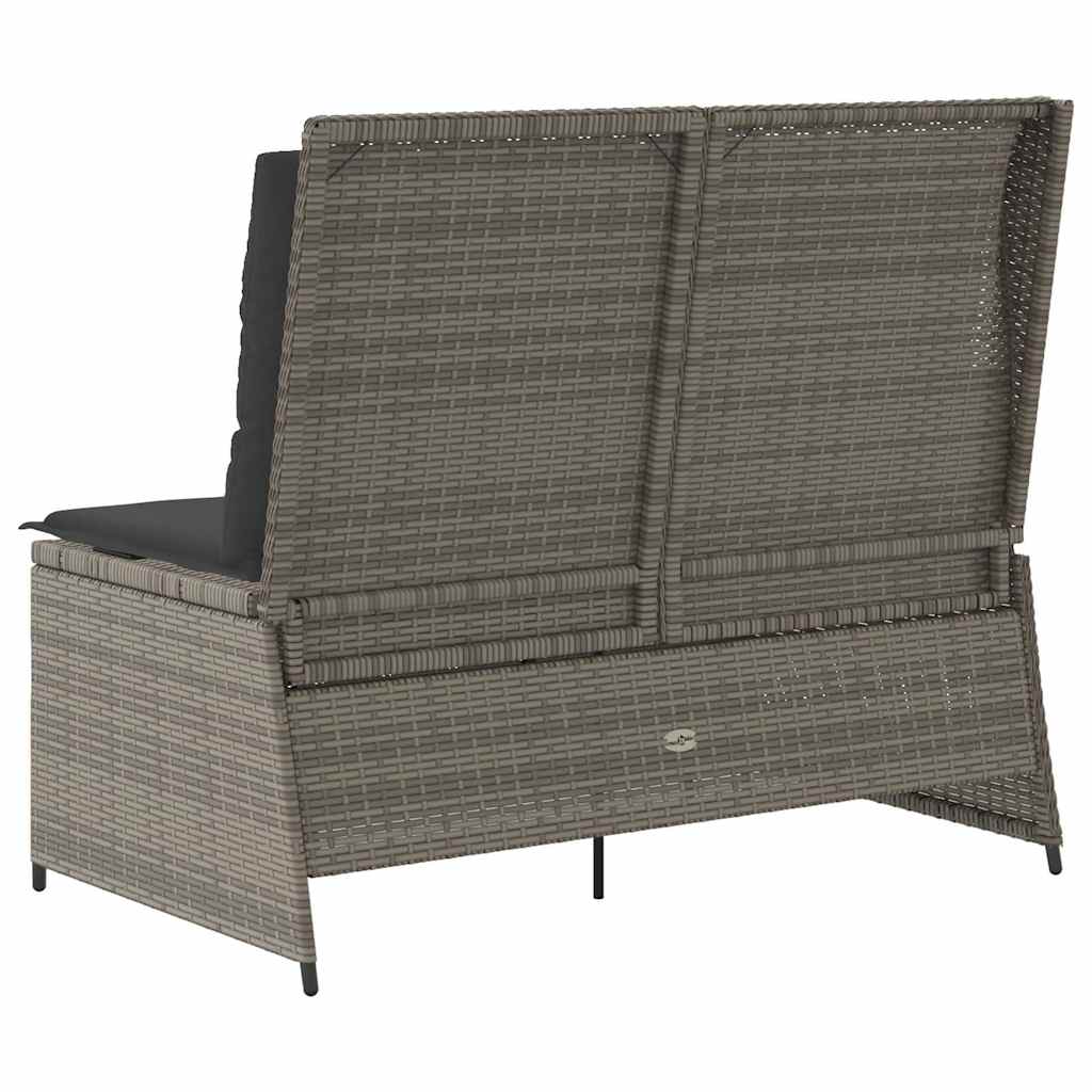 Tuinbankje verstelbaar met kussens poly rattan grijs is nu te koop bij PeponiXL, paradijselijk wonen!