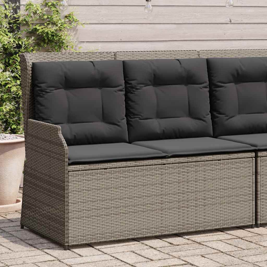 Tuinbankje verstelbaar met kussens poly rattan grijs is nu te koop bij PeponiXL, paradijselijk wonen!