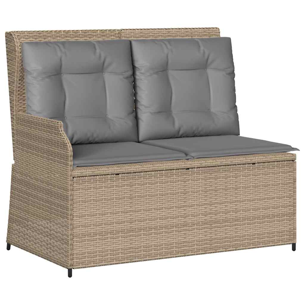 Tuinbankje verstelbaar met kussens poly rattan beige is nu te koop bij PeponiXL, paradijselijk wonen!