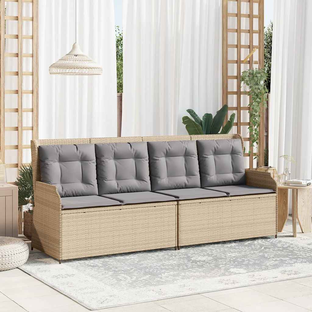 Tuinbankje verstelbaar met kussens poly rattan beige is nu te koop bij PeponiXL, paradijselijk wonen!
