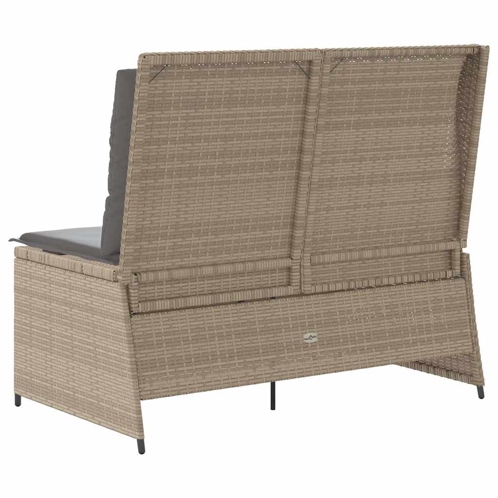Tuinbankje verstelbaar met kussens poly rattan beige is nu te koop bij PeponiXL, paradijselijk wonen!