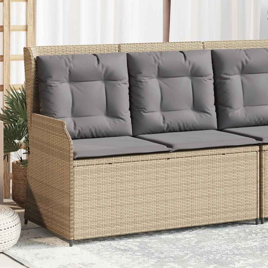Tuinbankje verstelbaar met kussens poly rattan beige is nu te koop bij PeponiXL, paradijselijk wonen!