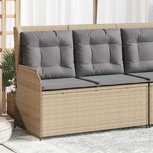 Tuinbankje verstelbaar met kussens poly rattan beige is nu te koop bij PeponiXL, paradijselijk wonen!