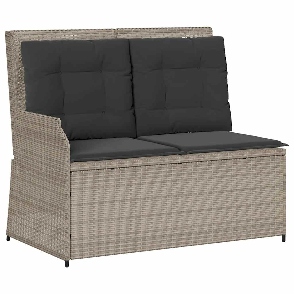 Tuinbankje verstelbaar met kussens poly rattan lichtgrijs is nu te koop bij PeponiXL, paradijselijk wonen!