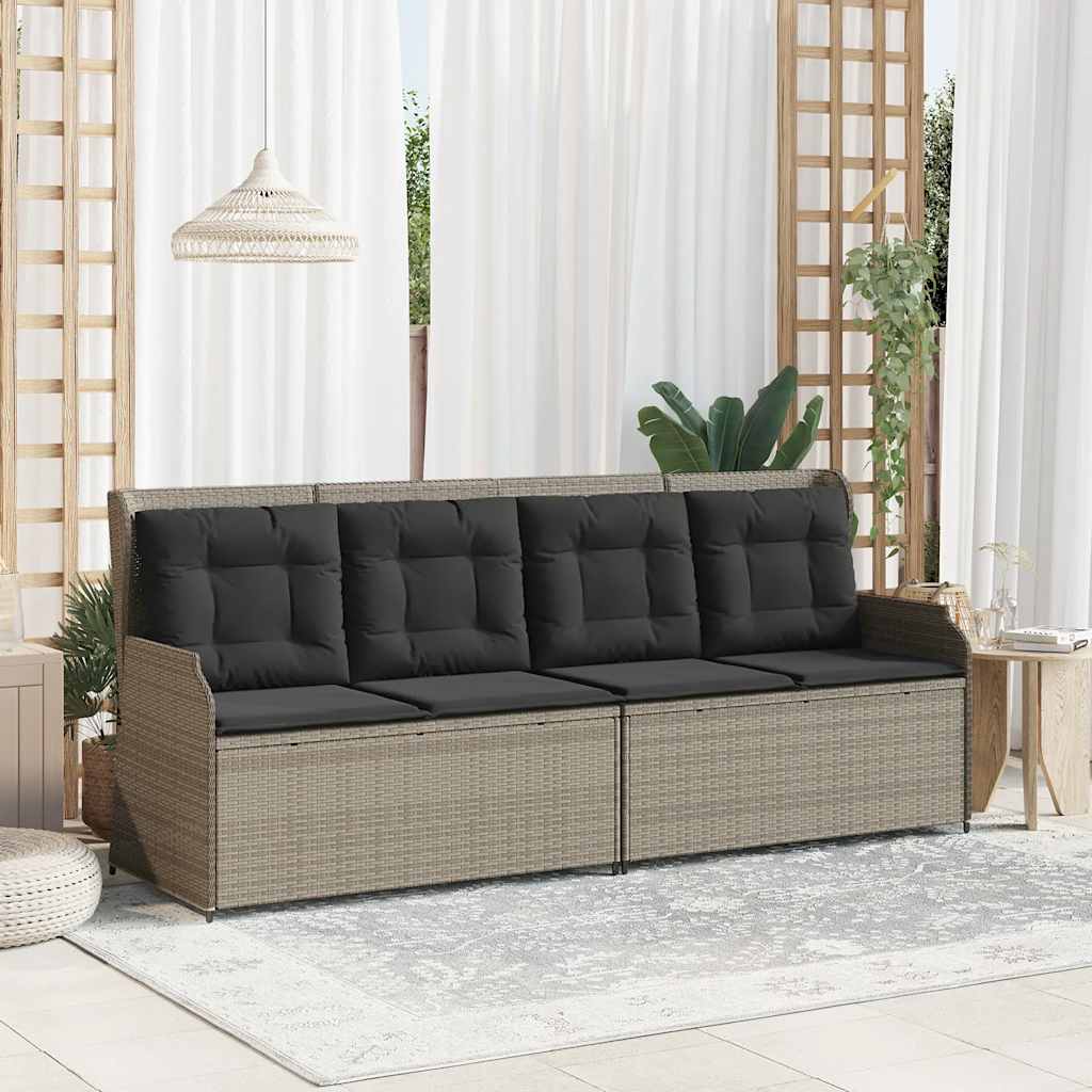 Tuinbankje verstelbaar met kussens poly rattan lichtgrijs is nu te koop bij PeponiXL, paradijselijk wonen!