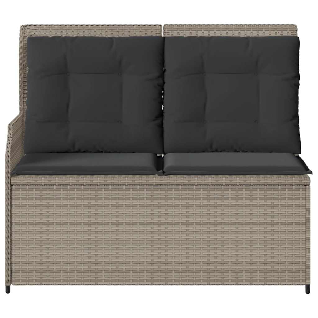 Tuinbankje verstelbaar met kussens poly rattan lichtgrijs is nu te koop bij PeponiXL, paradijselijk wonen!