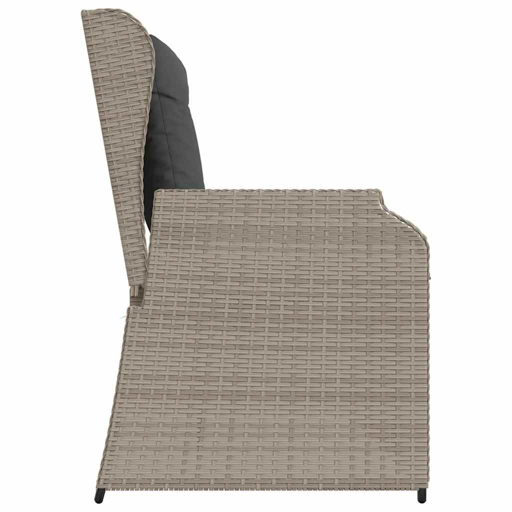 Tuinbankje verstelbaar met kussens poly rattan lichtgrijs is nu te koop bij PeponiXL, paradijselijk wonen!