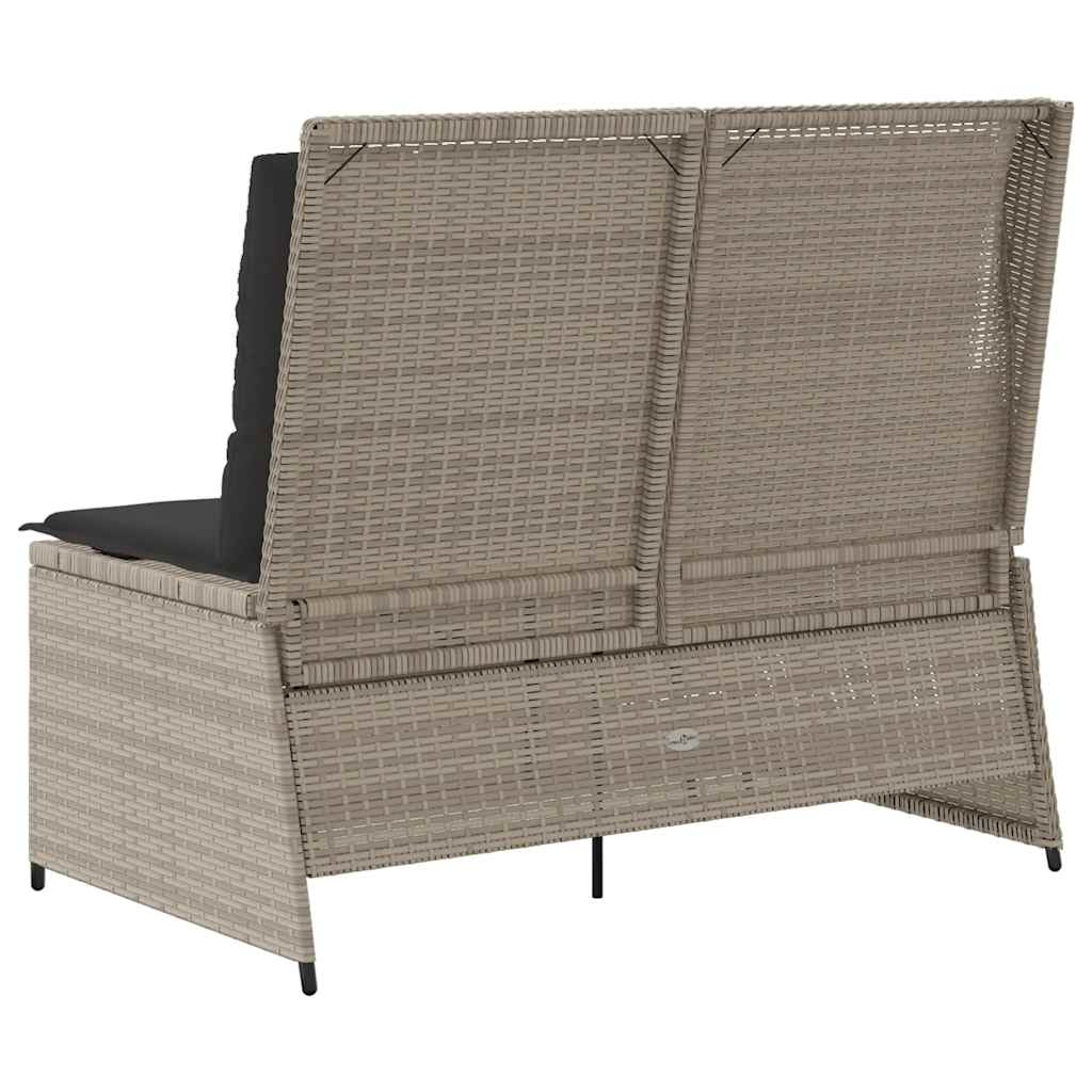 Tuinbankje verstelbaar met kussens poly rattan lichtgrijs is nu te koop bij PeponiXL, paradijselijk wonen!