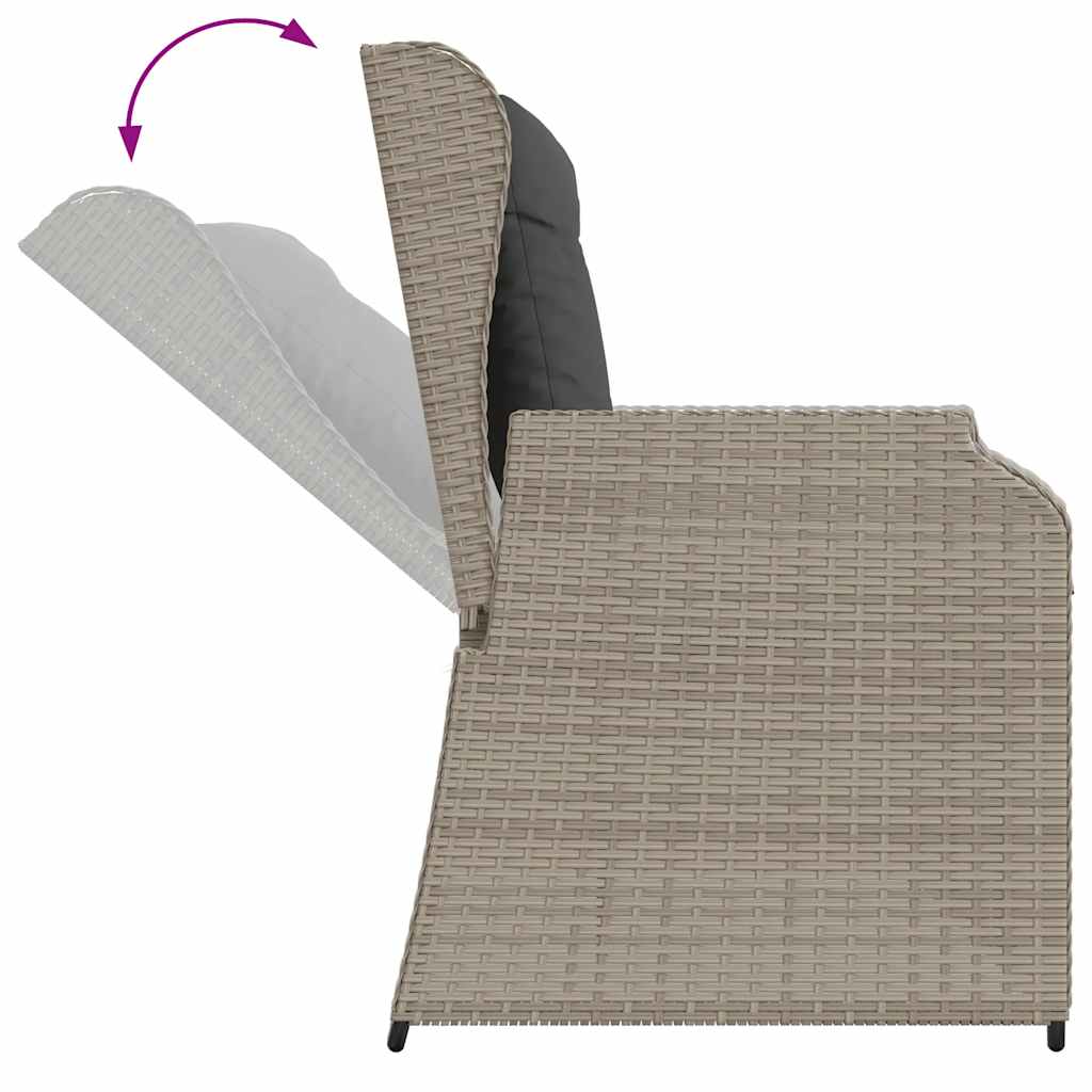 Tuinbankje verstelbaar met kussens poly rattan lichtgrijs is nu te koop bij PeponiXL, paradijselijk wonen!