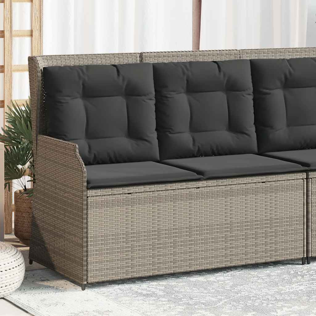 Tuinbankje verstelbaar met kussens poly rattan lichtgrijs is nu te koop bij PeponiXL, paradijselijk wonen!
