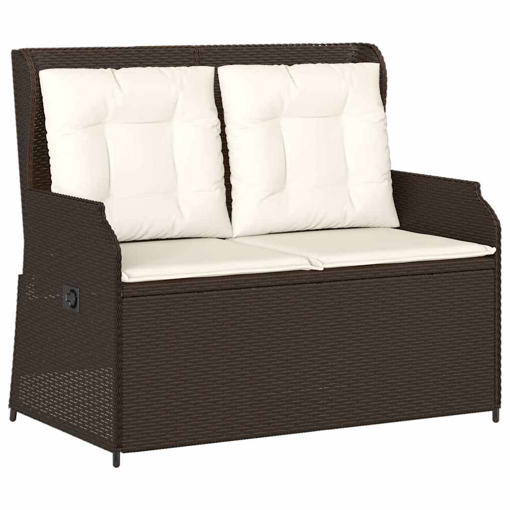 Tuinbankje verstelbaar met kussens poly rattan bruin is nu te koop bij PeponiXL, paradijselijk wonen!