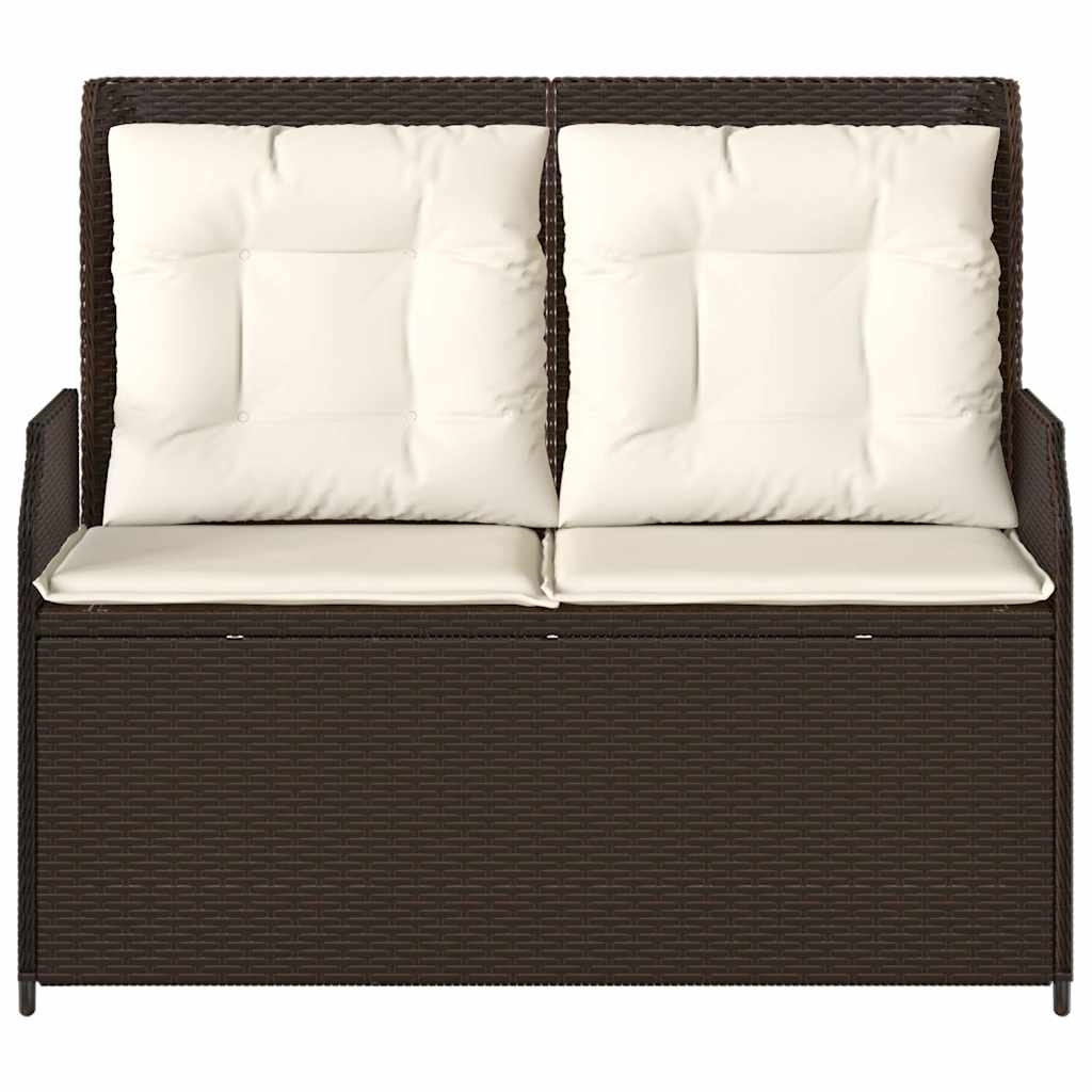 Tuinbankje verstelbaar met kussens poly rattan bruin is nu te koop bij PeponiXL, paradijselijk wonen!