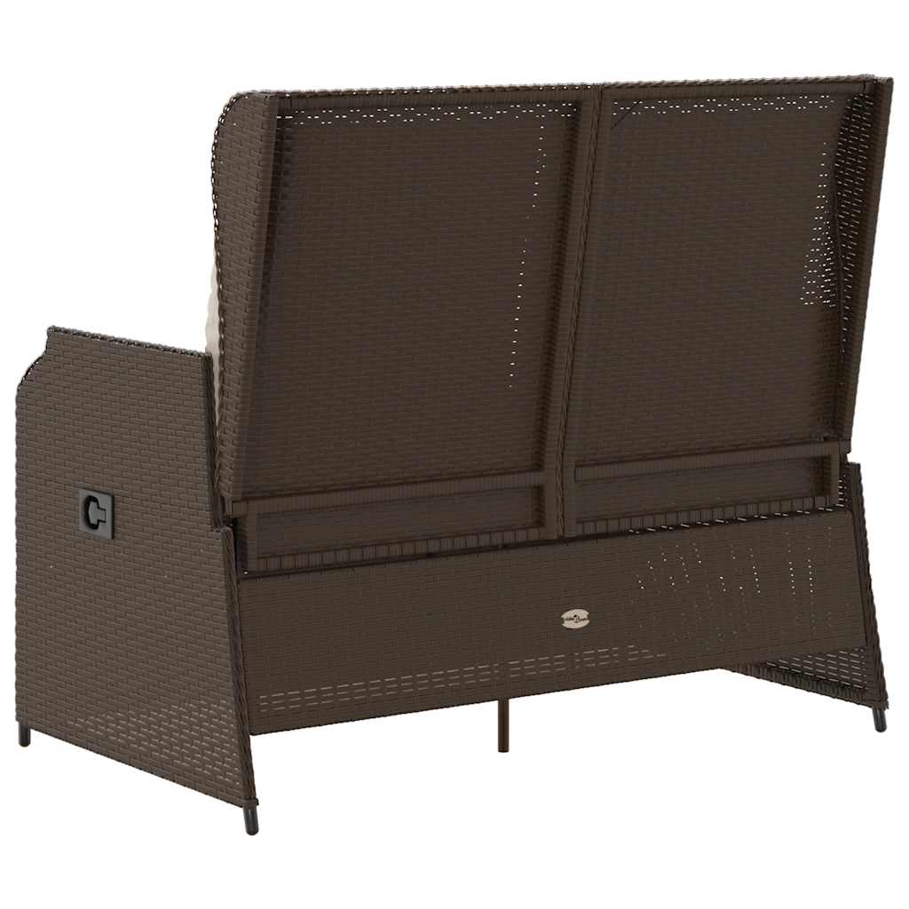Tuinbankje verstelbaar met kussens poly rattan bruin is nu te koop bij PeponiXL, paradijselijk wonen!
