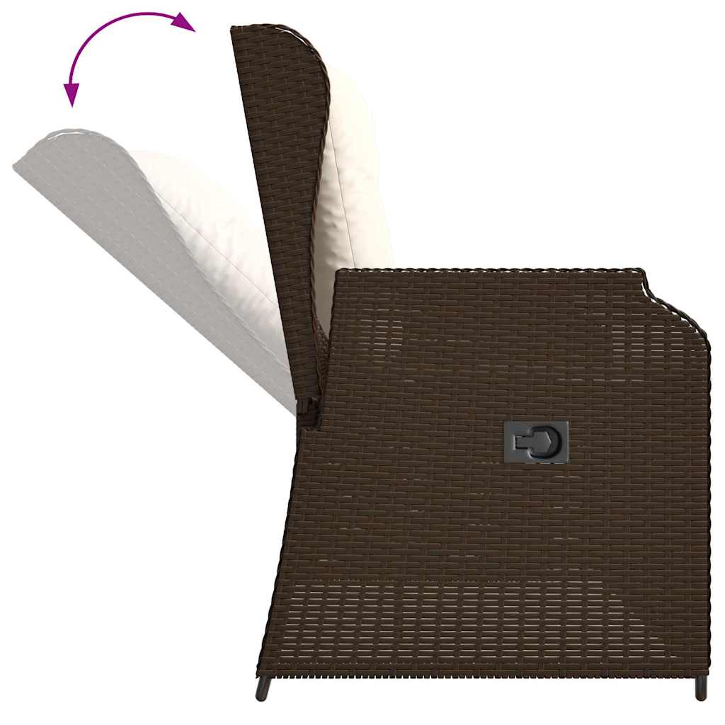 Tuinbankje verstelbaar met kussens poly rattan bruin is nu te koop bij PeponiXL, paradijselijk wonen!