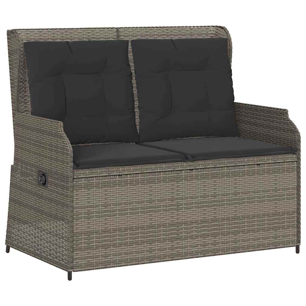 Tuinbankje verstelbaar met kussens poly rattan grijs is nu te koop bij PeponiXL, paradijselijk wonen!