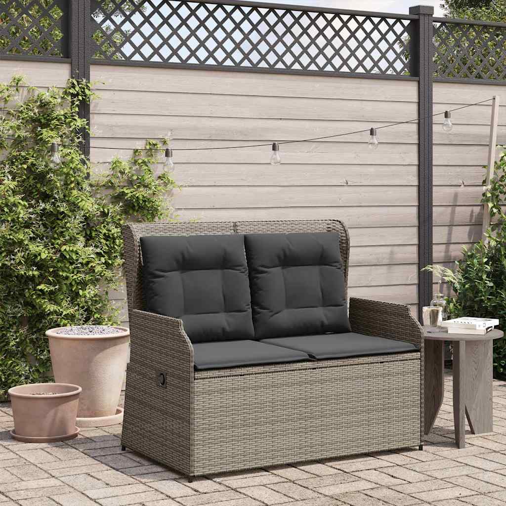 Tuinbankje verstelbaar met kussens poly rattan grijs is nu te koop bij PeponiXL, paradijselijk wonen!