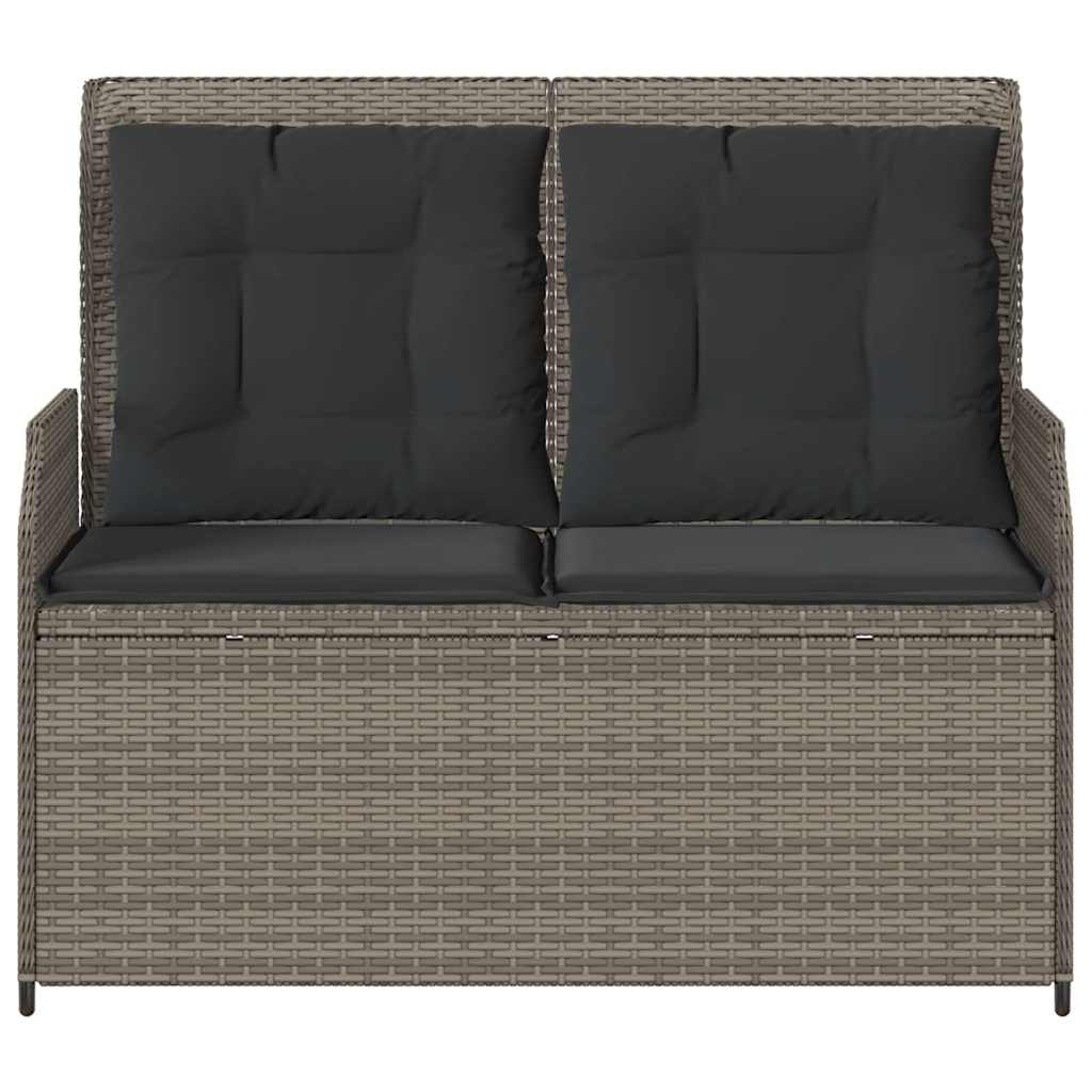 Tuinbankje verstelbaar met kussens poly rattan grijs is nu te koop bij PeponiXL, paradijselijk wonen!