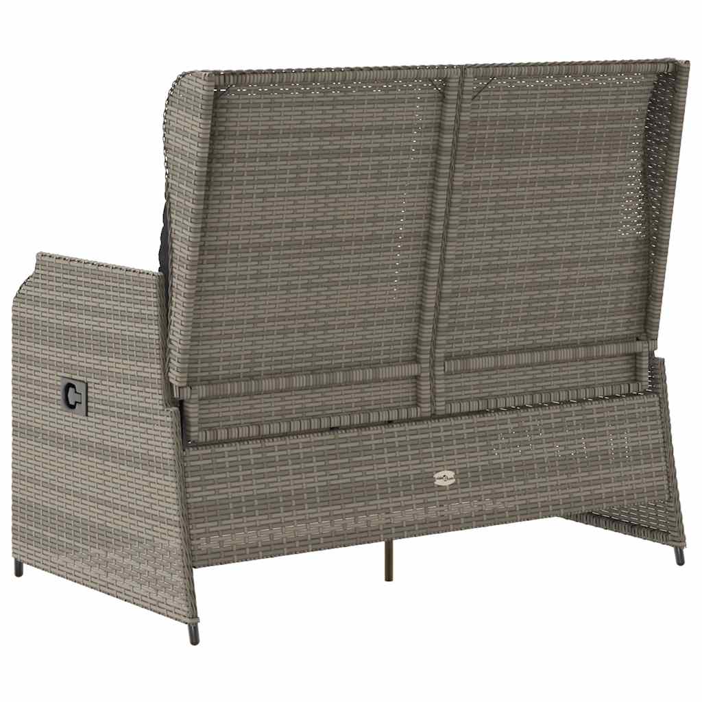 Tuinbankje verstelbaar met kussens poly rattan grijs is nu te koop bij PeponiXL, paradijselijk wonen!