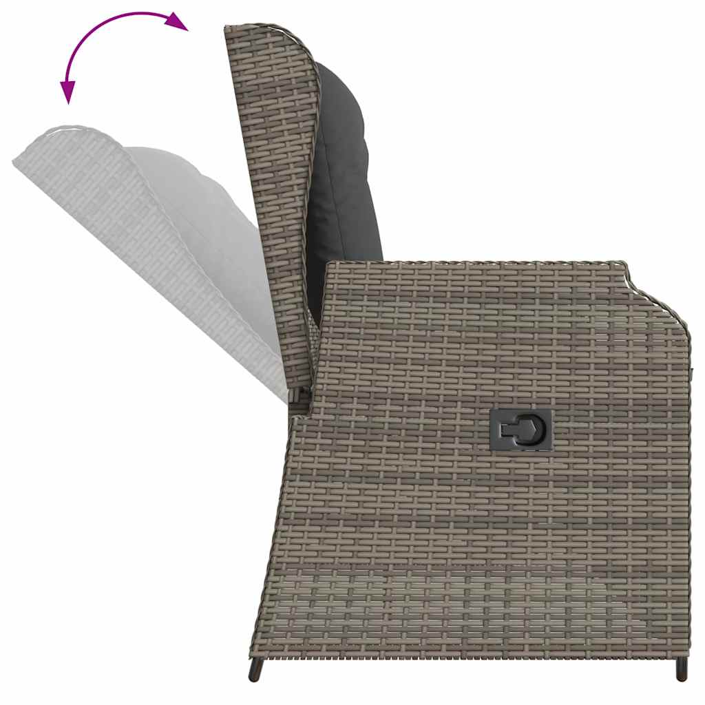 Tuinbankje verstelbaar met kussens poly rattan grijs is nu te koop bij PeponiXL, paradijselijk wonen!