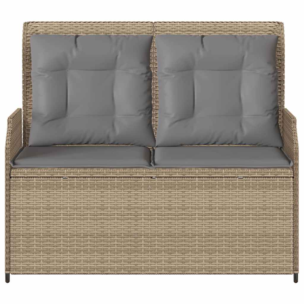 Tuinbankje verstelbaar met kussens poly rattan beige is nu te koop bij PeponiXL, paradijselijk wonen!