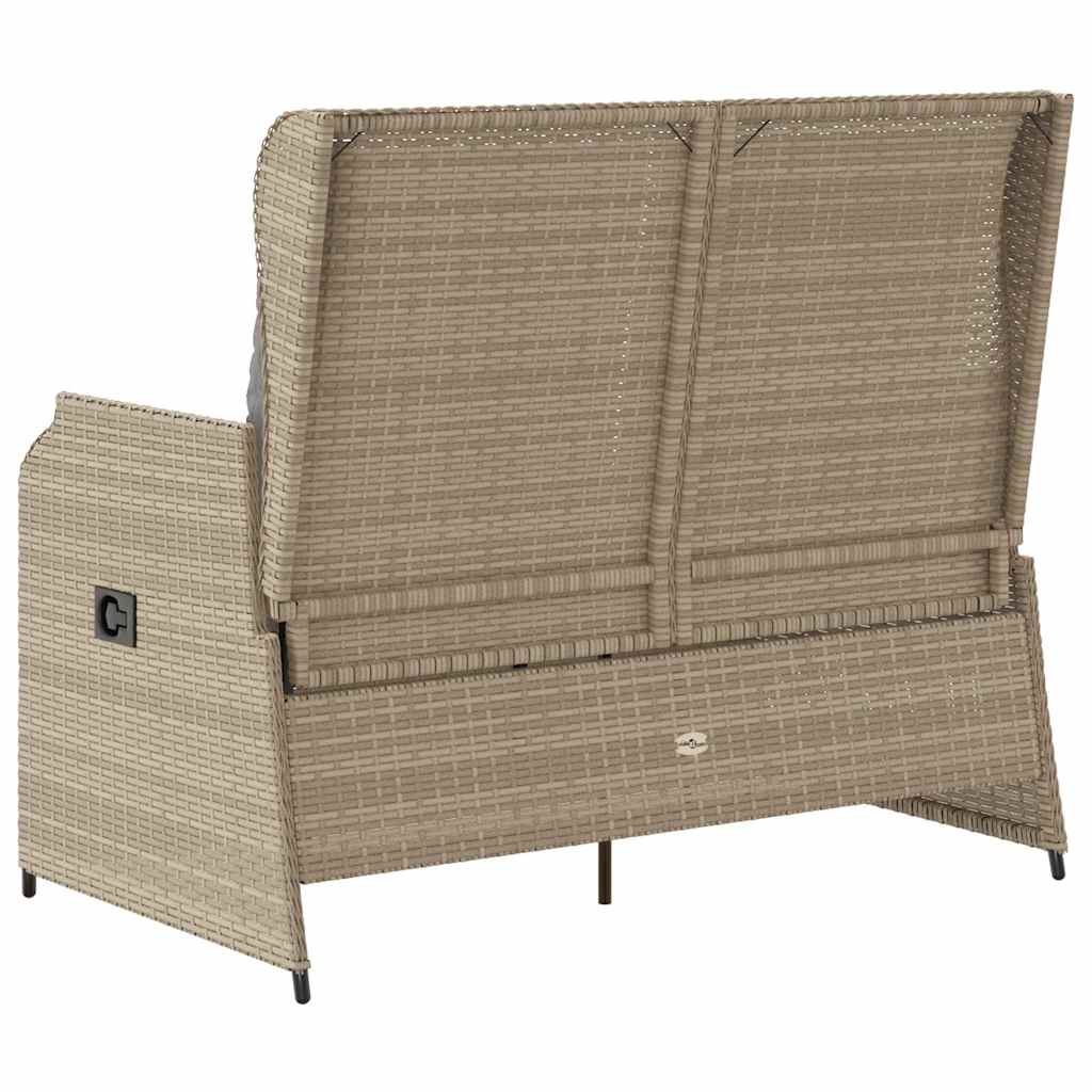 Tuinbankje verstelbaar met kussens poly rattan beige is nu te koop bij PeponiXL, paradijselijk wonen!