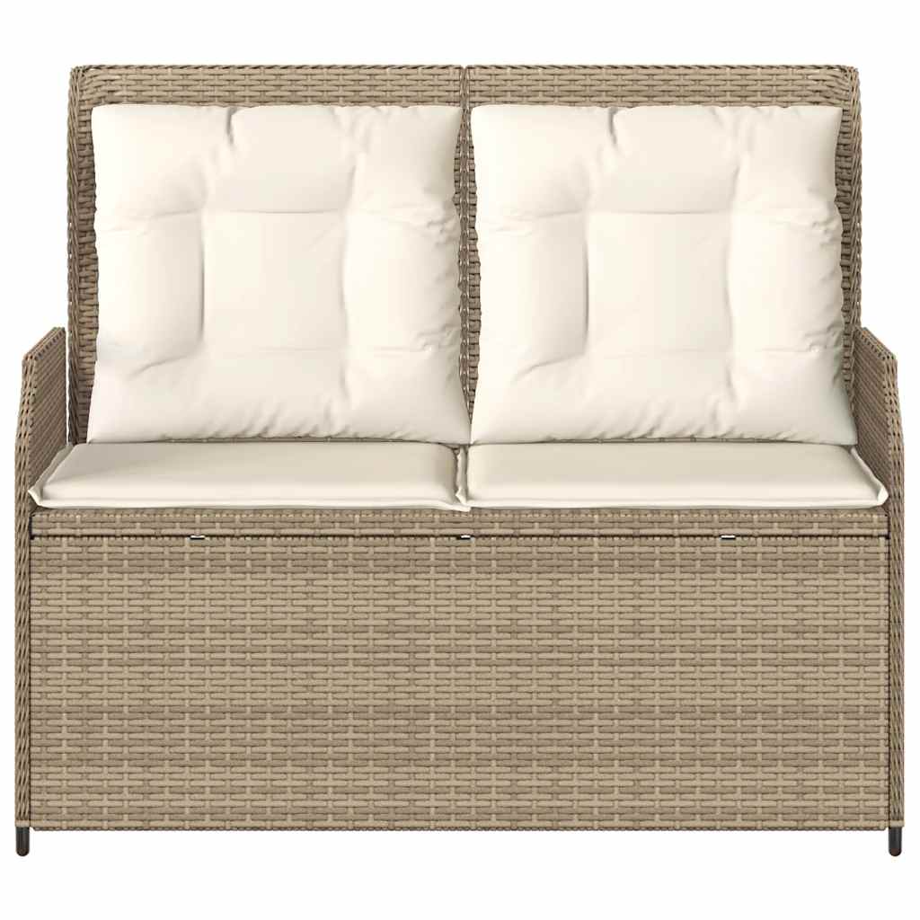 Tuinbankje verstelbaar met kussens poly rattan beige is nu te koop bij PeponiXL, paradijselijk wonen!