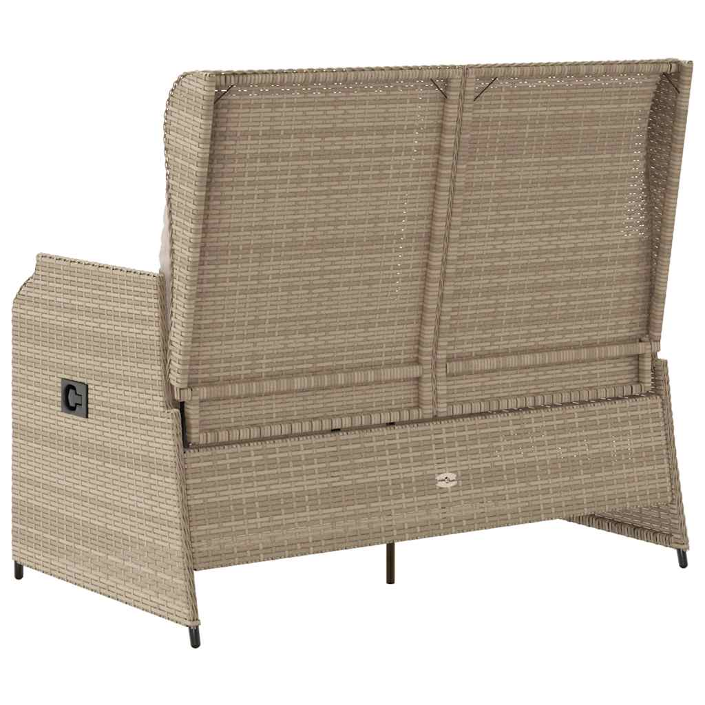 Tuinbankje verstelbaar met kussens poly rattan beige is nu te koop bij PeponiXL, paradijselijk wonen!