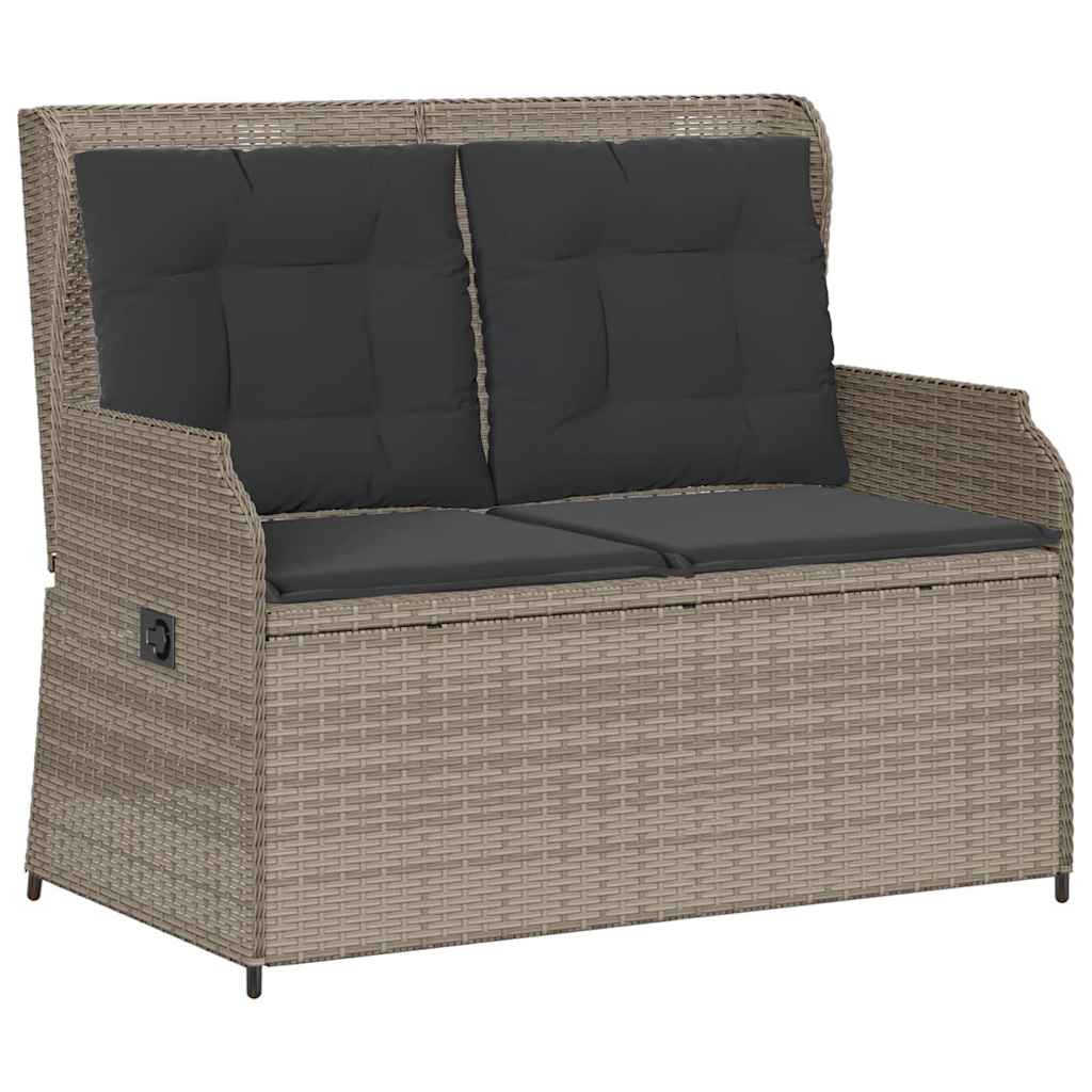 Tuinbankje verstelbaar met kussens poly rattan lichtgrijs is nu te koop bij PeponiXL, paradijselijk wonen!