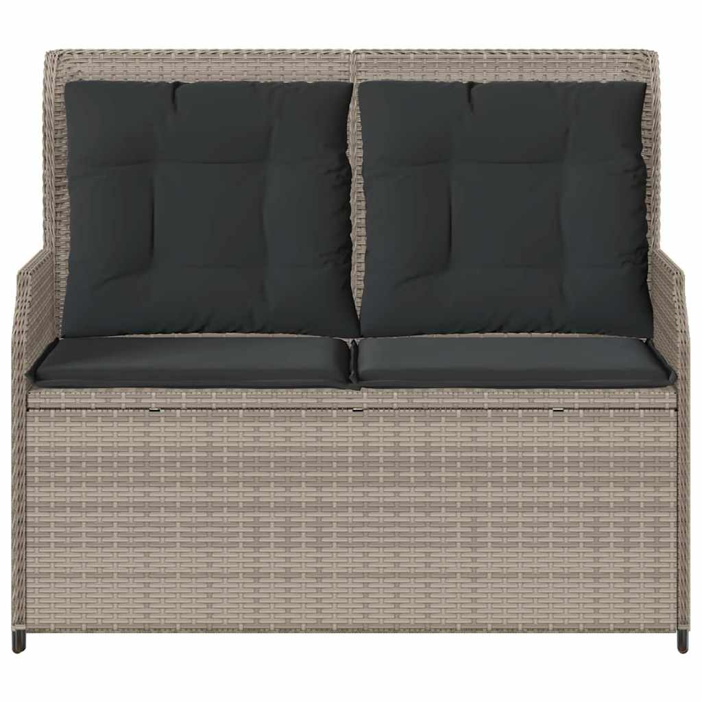 Tuinbankje verstelbaar met kussens poly rattan lichtgrijs is nu te koop bij PeponiXL, paradijselijk wonen!
