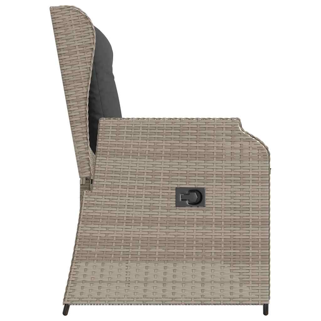Tuinbankje verstelbaar met kussens poly rattan lichtgrijs is nu te koop bij PeponiXL, paradijselijk wonen!