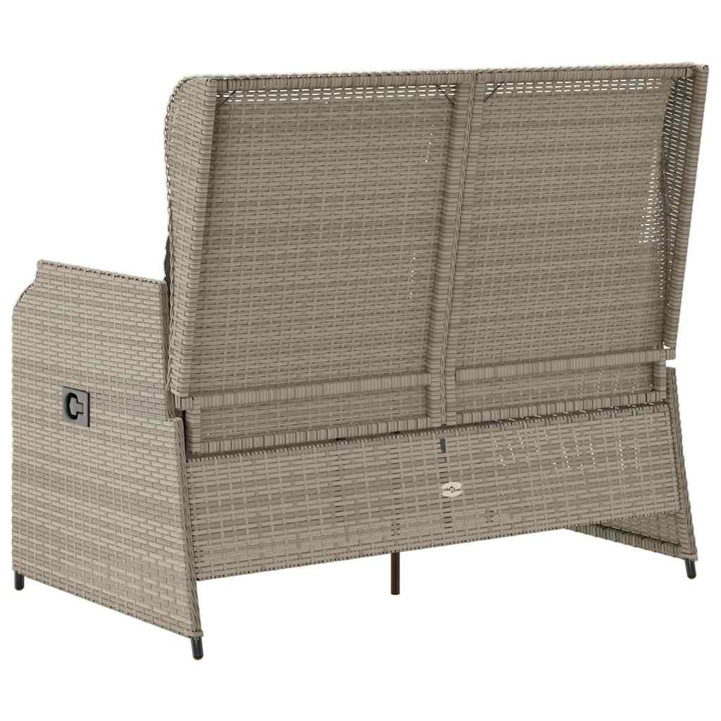 Tuinbankje verstelbaar met kussens poly rattan lichtgrijs is nu te koop bij PeponiXL, paradijselijk wonen!