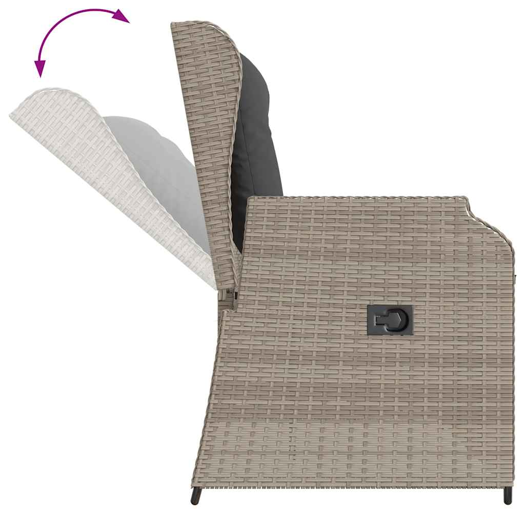 Tuinbankje verstelbaar met kussens poly rattan lichtgrijs is nu te koop bij PeponiXL, paradijselijk wonen!