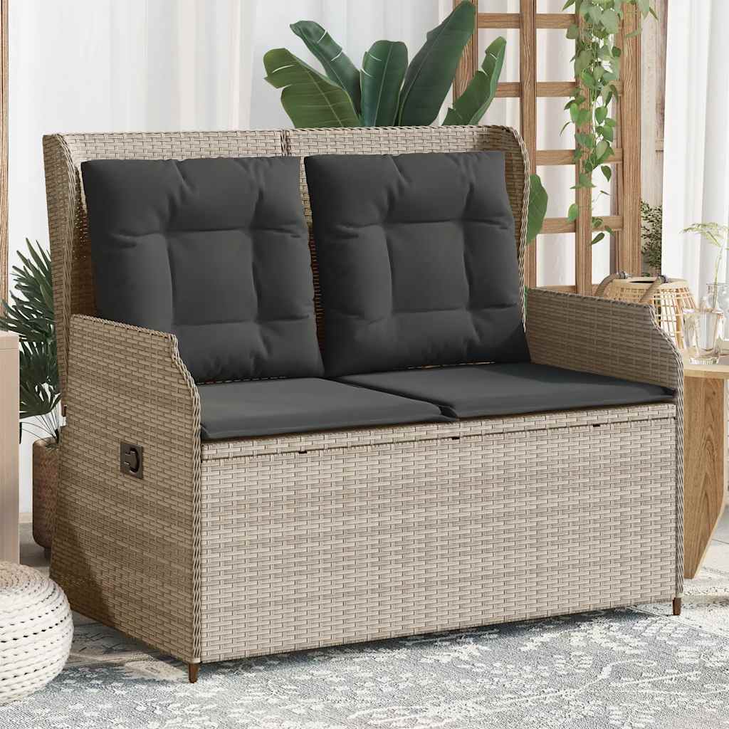 Tuinbankje verstelbaar met kussens poly rattan lichtgrijs is nu te koop bij PeponiXL, paradijselijk wonen!