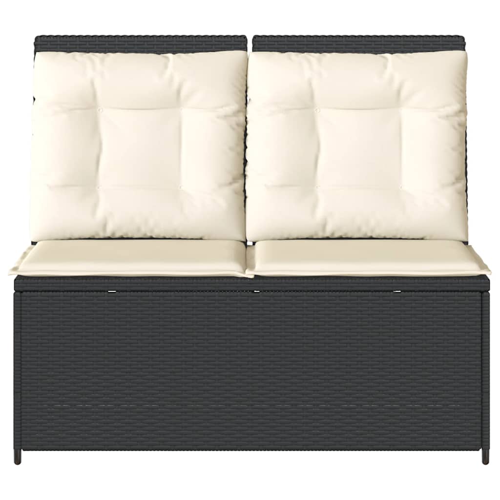Tuinbankje verstelbaar met kussens poly rattan zwart is nu te koop bij PeponiXL, paradijselijk wonen!