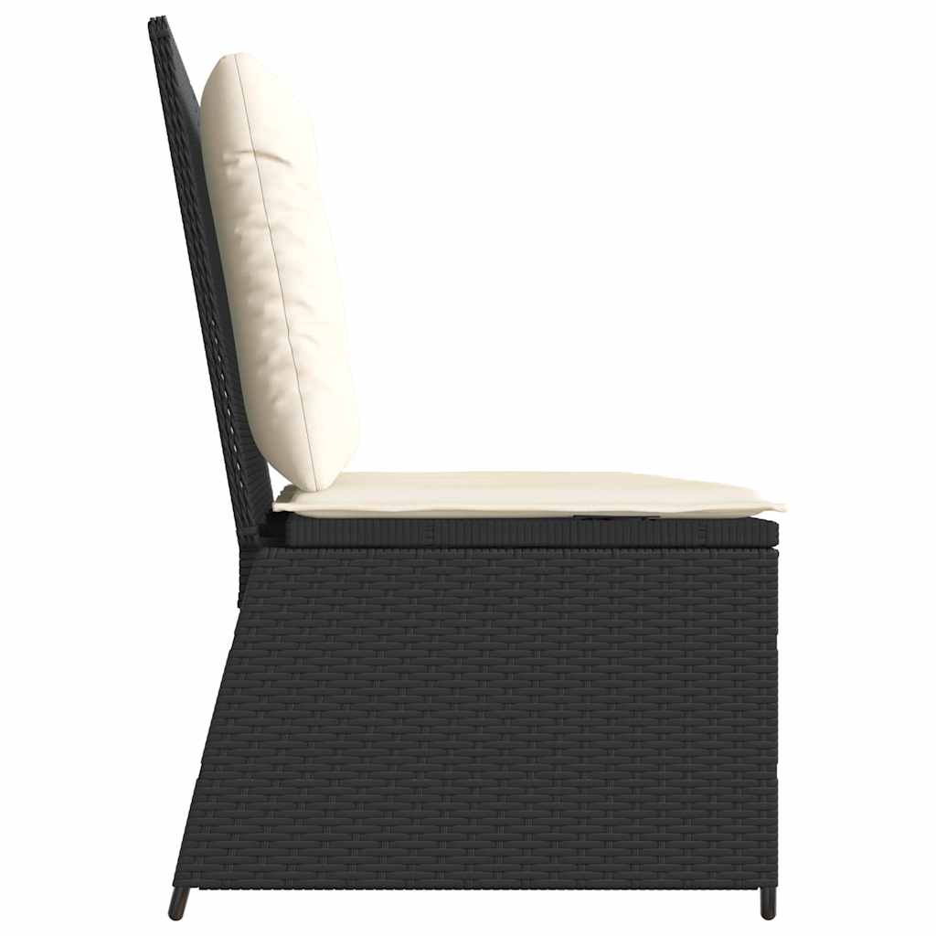 Tuinbankje verstelbaar met kussens poly rattan zwart is nu te koop bij PeponiXL, paradijselijk wonen!
