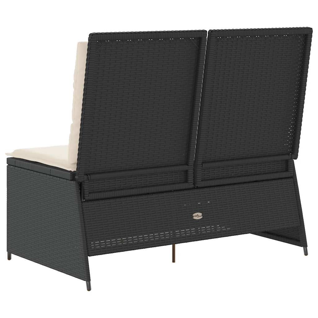 Tuinbankje verstelbaar met kussens poly rattan zwart is nu te koop bij PeponiXL, paradijselijk wonen!