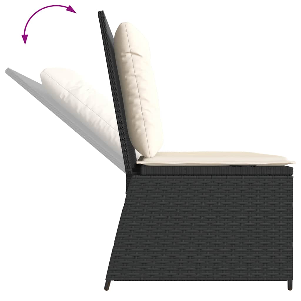 Tuinbankje verstelbaar met kussens poly rattan zwart is nu te koop bij PeponiXL, paradijselijk wonen!