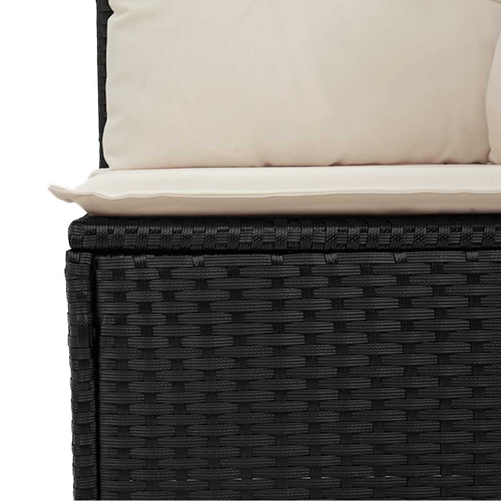 Tuinbankje verstelbaar met kussens poly rattan zwart is nu te koop bij PeponiXL, paradijselijk wonen!