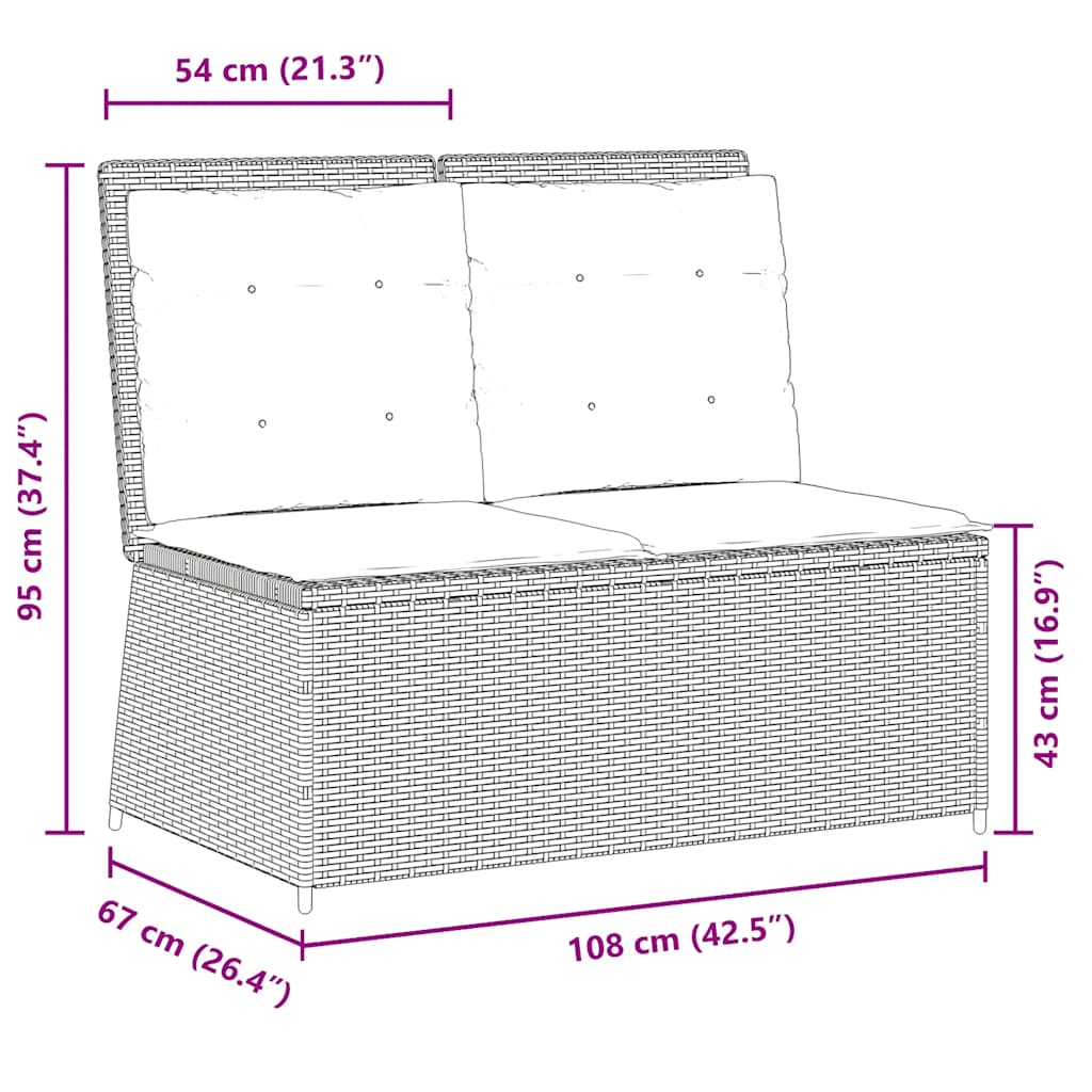 Tuinbankje verstelbaar met kussens poly rattan zwart is nu te koop bij PeponiXL, paradijselijk wonen!