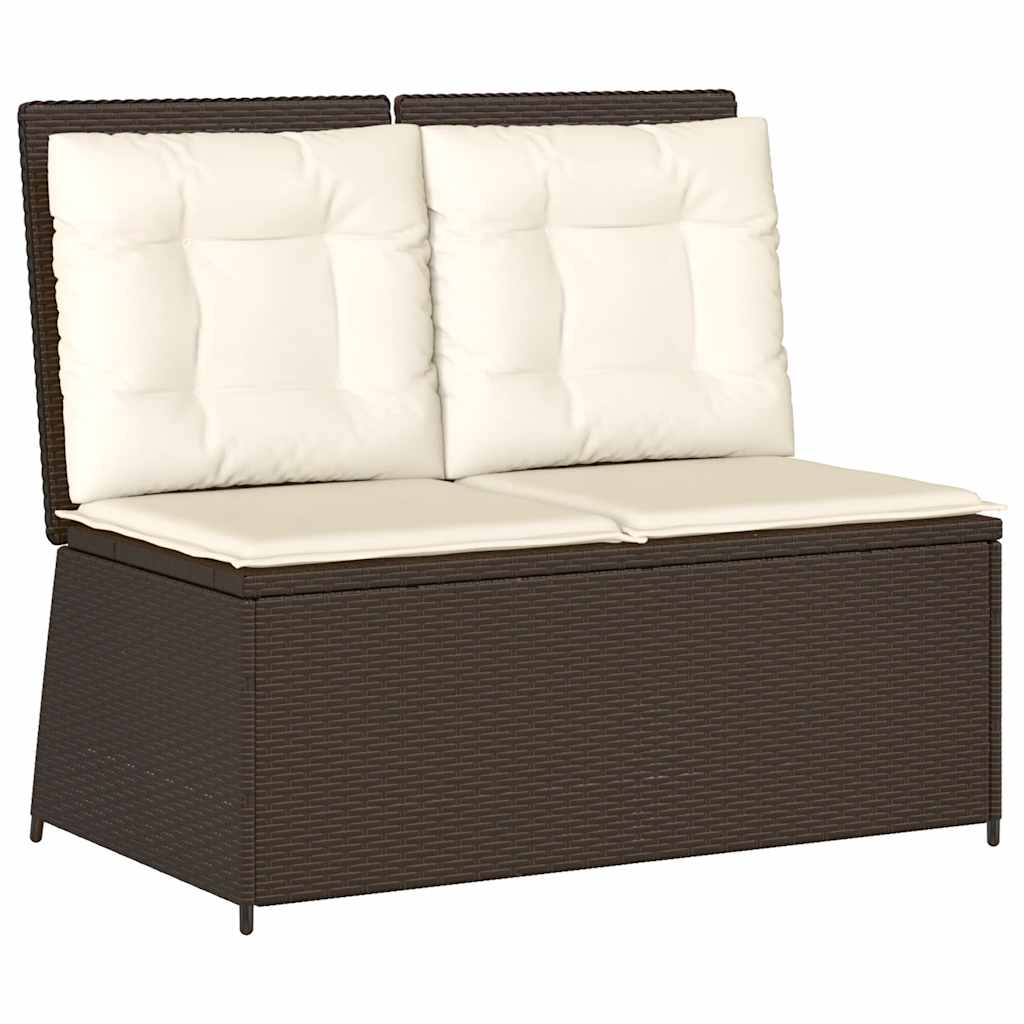 Tuinbankje verstelbaar met kussens poly rattan bruin is nu te koop bij PeponiXL, paradijselijk wonen!