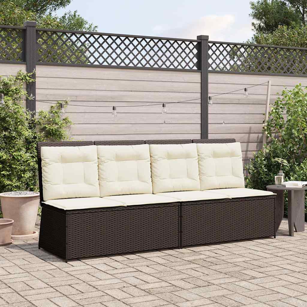 Tuinbankje verstelbaar met kussens poly rattan bruin is nu te koop bij PeponiXL, paradijselijk wonen!