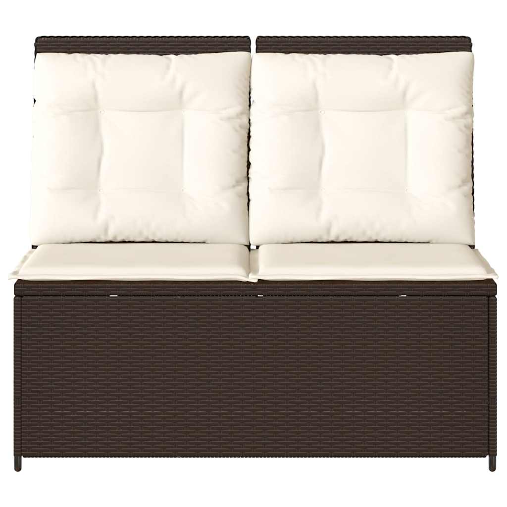Tuinbankje verstelbaar met kussens poly rattan bruin is nu te koop bij PeponiXL, paradijselijk wonen!