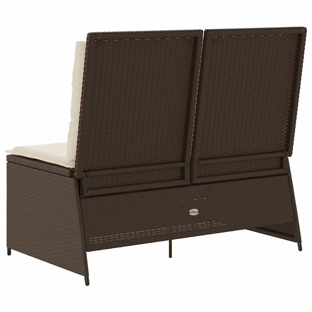 Tuinbankje verstelbaar met kussens poly rattan bruin is nu te koop bij PeponiXL, paradijselijk wonen!