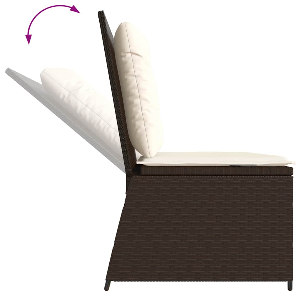 Tuinbankje verstelbaar met kussens poly rattan bruin is nu te koop bij PeponiXL, paradijselijk wonen!