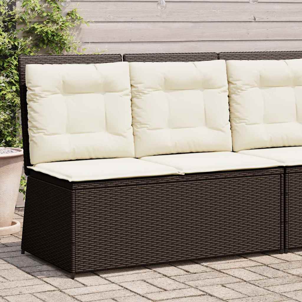 Tuinbankje verstelbaar met kussens poly rattan bruin is nu te koop bij PeponiXL, paradijselijk wonen!